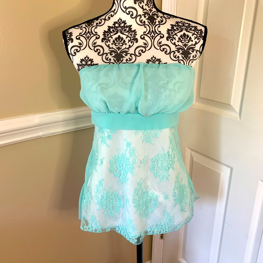 Charlotte Russe, bubble and lace halter top, size large